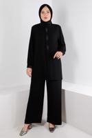 Hijab clothing BLACK ALVINA GEM DETAILED PANTSUIT T 20316