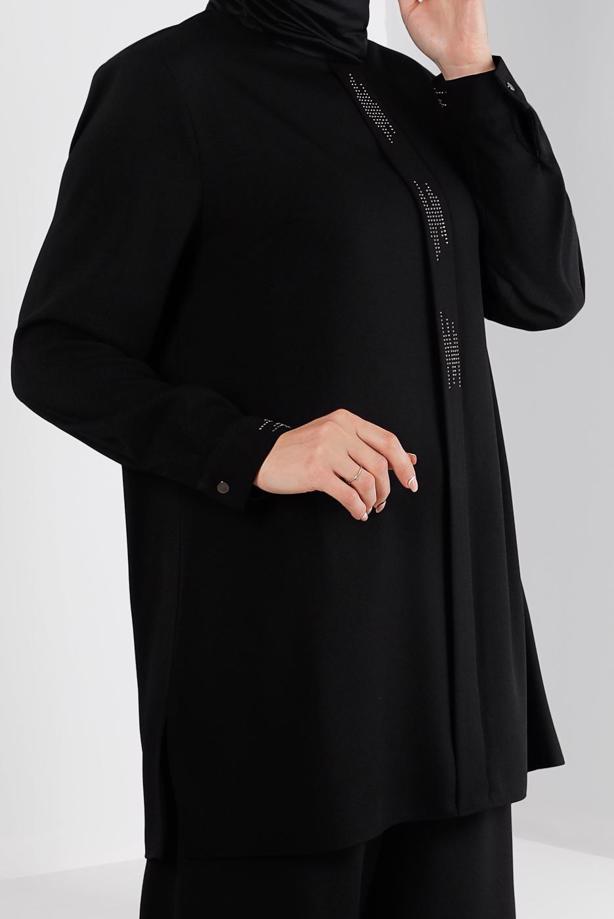 Hijab clothing BLACK ALVINA GEM DETAILED PANTSUIT T 20316 - TRENDTESETTÜR