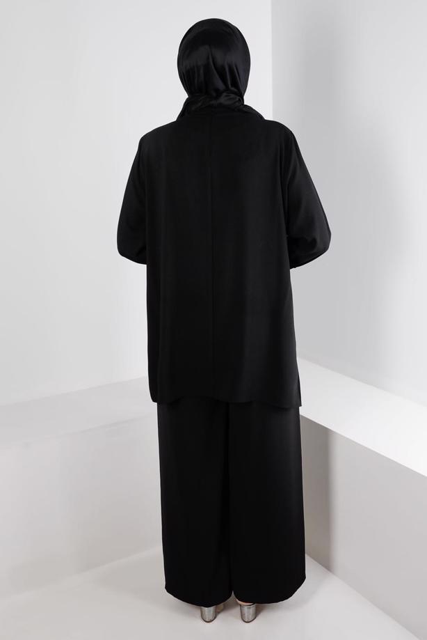 Hijab clothing BLACK ALVINA GEM DETAILED PANTSUIT T 20316 - TRENDTESETTÜR