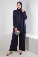Hijab clothing NAVY BLUE ALVINA GEM DETAILED PANTSUIT T 20316