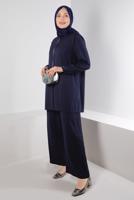 Hijab clothing NAVY BLUE ALVINA GEM DETAILED PANTSUIT T 20316