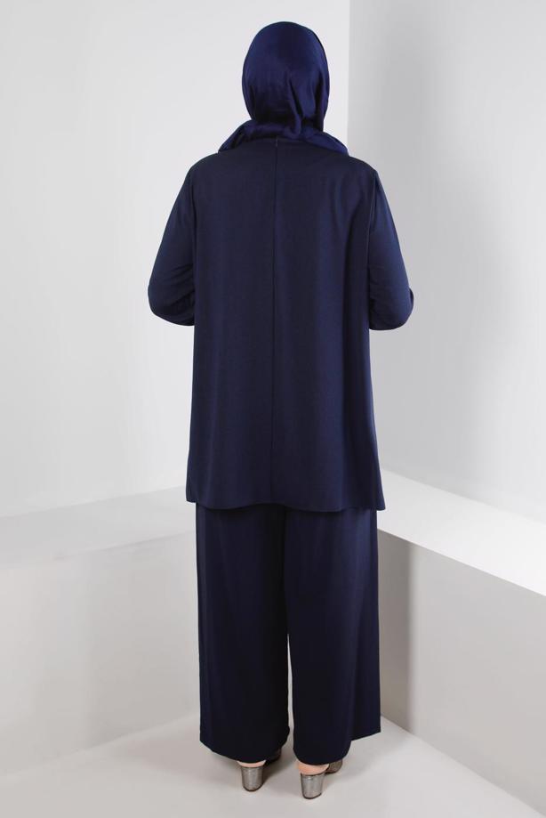 Hijab clothing NAVY BLUE ALVINA GEM DETAILED PANTSUIT T 20316 - TRENDTESETTÜR