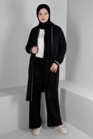 Tesettür giyim SİYAH ALVİNA SİM DETAYLI PANTOLONLU TAKIM T 20319