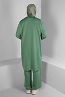 Tesettür giyim YEŞİL ALVİNA SİM DETAYLI PANTOLONLU TAKIM T 20319