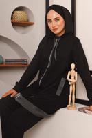Tesettür giyim SİYAH SİMLİ PANTOLONLU TAKIM 2272 