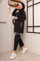 Tesettür giyim SİYAH SİMLİ PANTOLONLU TAKIM 2272 