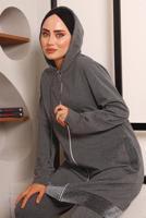 Tesettür giyim GRİ SİMLİ PANTOLONLU TAKIM 2272 