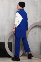 Vêtements hijab BLEU MARINE COSTUME PANTALON MAILLE DÉTAIL FRANGES 2292