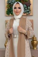 Tesettür giyim TABA DESENLİ TRİKO HIRKA 23222