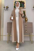 Tesettür giyim TABA DESENLİ TRİKO HIRKA 23222