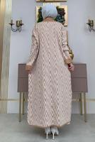 Tesettür giyim TABA DESENLİ TRİKO HIRKA 23222