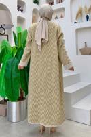 Hijab clothing BEIGE PATTERNED KNITWEAR CARDIGAN 23222