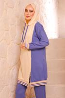 Tesettür giyim MOR RENK BLOKLU İKİLİ PANTOLONLU EŞOFMAN TAKIM 2472