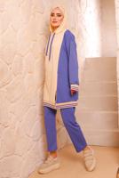 Tesettür giyim MOR RENK BLOKLU İKİLİ PANTOLONLU EŞOFMAN TAKIM 2472
