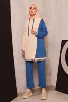 Tesettür giyim LACİVERT RENK BLOKLU İKİLİ PANTOLONLU EŞOFMAN TAKIM 2472