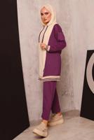 Tesettür giyim MOR RENK BLOKLU İKİLİ PANTOLONLU EŞOFMAN TAKIM 2472