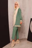 Tesettür giyim YEŞİL RENK BLOKLU İKİLİ PANTOLONLU EŞOFMAN TAKIM 2472