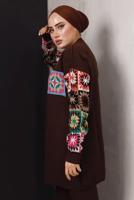 Vêtements hijab BRUN COSTUME PANTALON EN MAILLE À MOTIFS 2992	