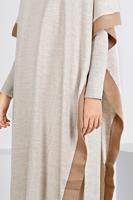 Tesettür giyim BEJ İKİ RENKLİ TRİKO ÜÇLÜ PANTOLONLU TAKIM 30228