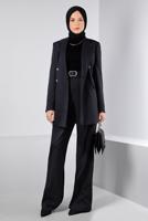 Tesettür giyim LACİVERT ALVİNA İKİLİ PANTOLONLU TAKIM T 30300