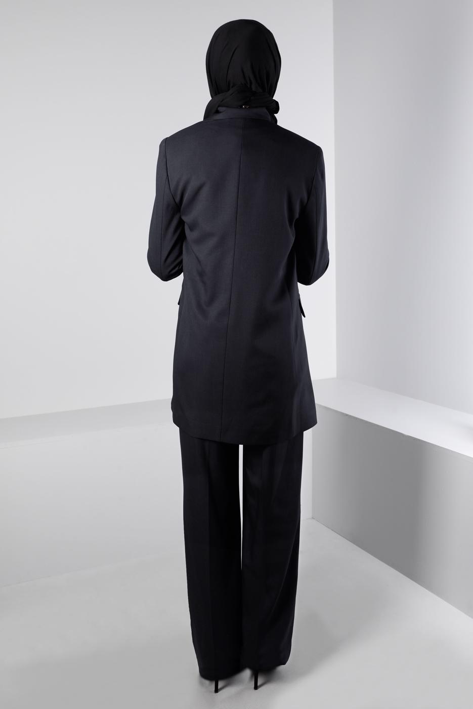 Tesettür giyim LACİVERT ALVİNA İKİLİ PANTOLONLU TAKIM T 30300