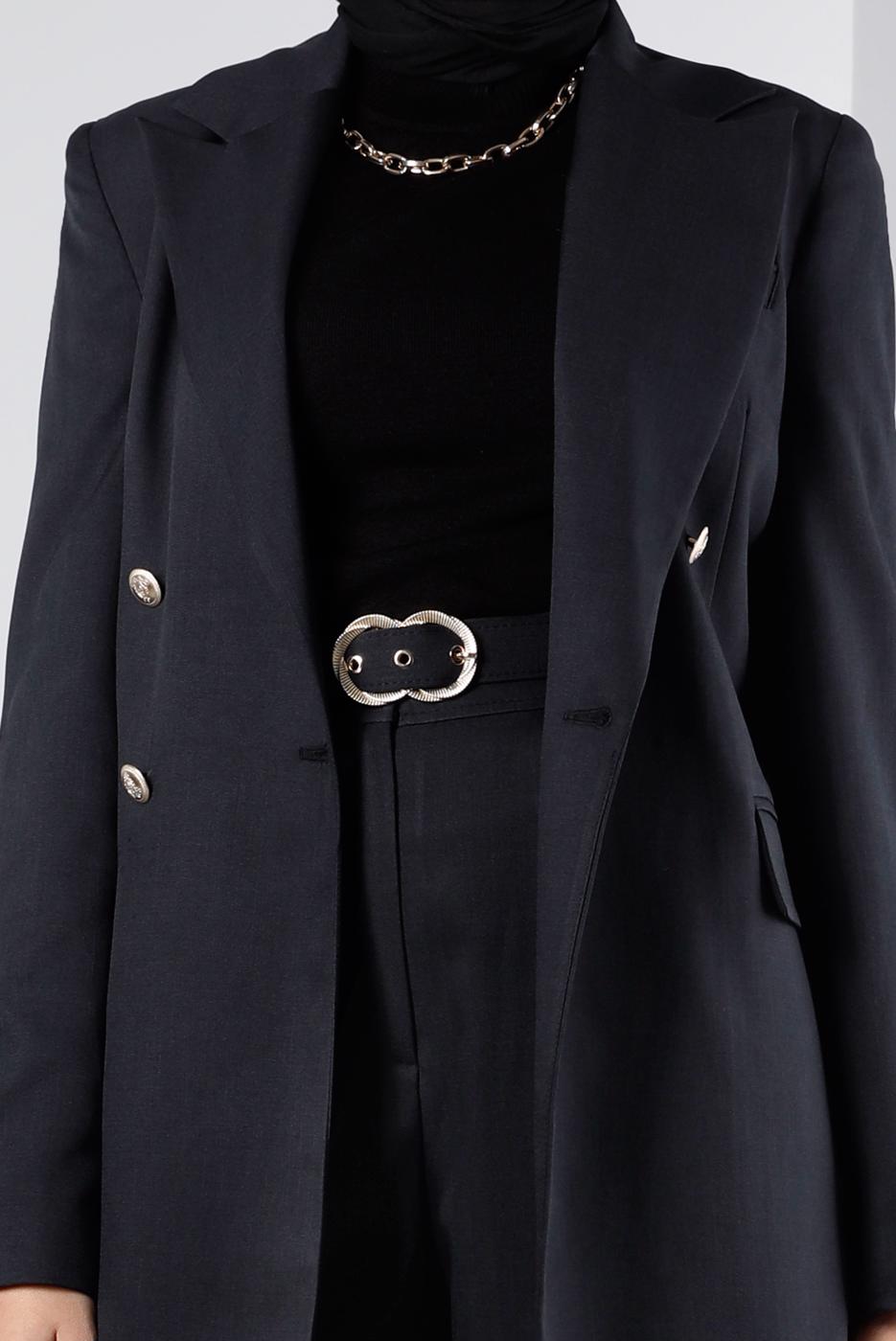 Tesettür giyim LACİVERT ALVİNA İKİLİ PANTOLONLU TAKIM T 30300