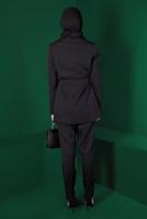 Tesettür giyim SİYAH ALVİNA KEMERLİ PANTOLONLU TAKIM T 30304