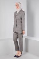 Tesettür giyim MAVİ ALVİNA KEMERLİ PANTOLONLU TAKIM T 30306