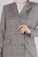 Tesettür giyim MAVİ ALVİNA KEMERLİ PANTOLONLU TAKIM T 30306