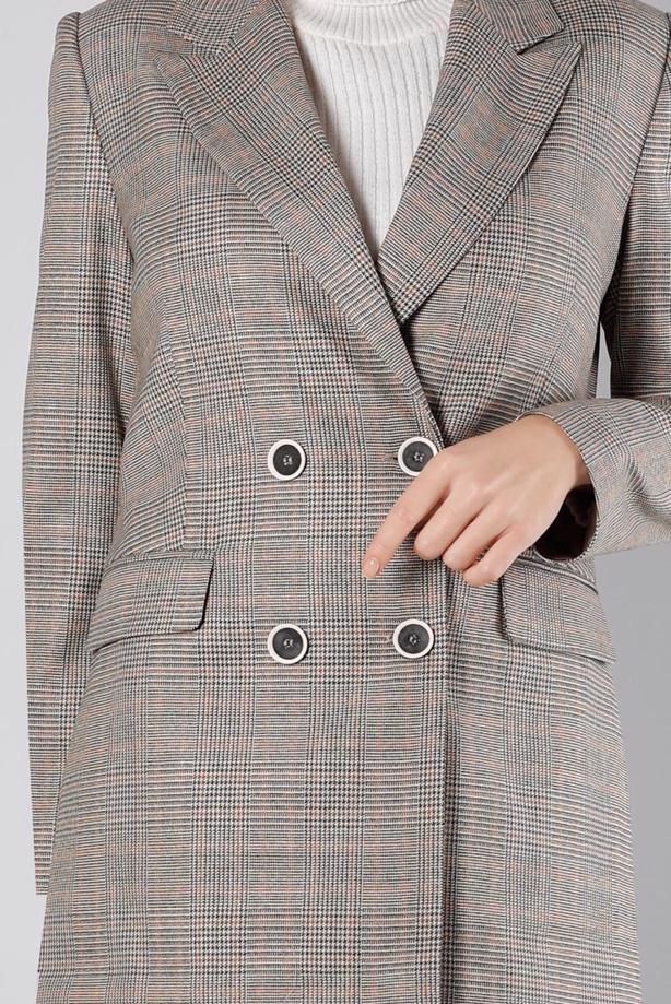 Tesettür giyim KAHVE ALVİNA KEMERLİ PANTOLONLU TAKIM T 30306 - TRENDTESETTÜR