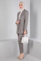 Tesettür giyim PEMBE ALVİNA KEMERLİ PANTOLONLU TAKIM T 30306