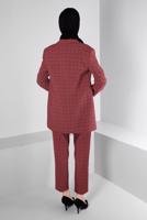 Tesettür giyim KIRMIZI ALVİNA PANTOLONLU TAKIM T 30307