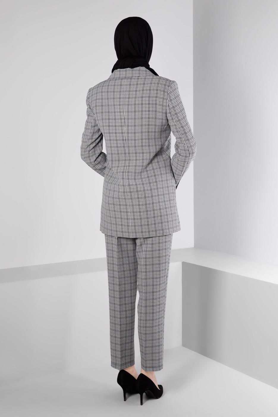 Tesettür giyim SİYAH ALVİNA PANTOLONLU TAKIM T 30307