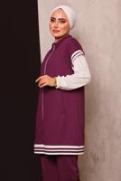 Tesettür giyim MÜRDÜM FERMUARLI YELEKLİ ÜÇLÜ PANTOLONLU TAKIM 4172