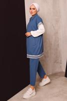 Tesettür giyim LACİVERT FERMUARLI YELEKLİ ÜÇLÜ PANTOLONLU TAKIM 4172