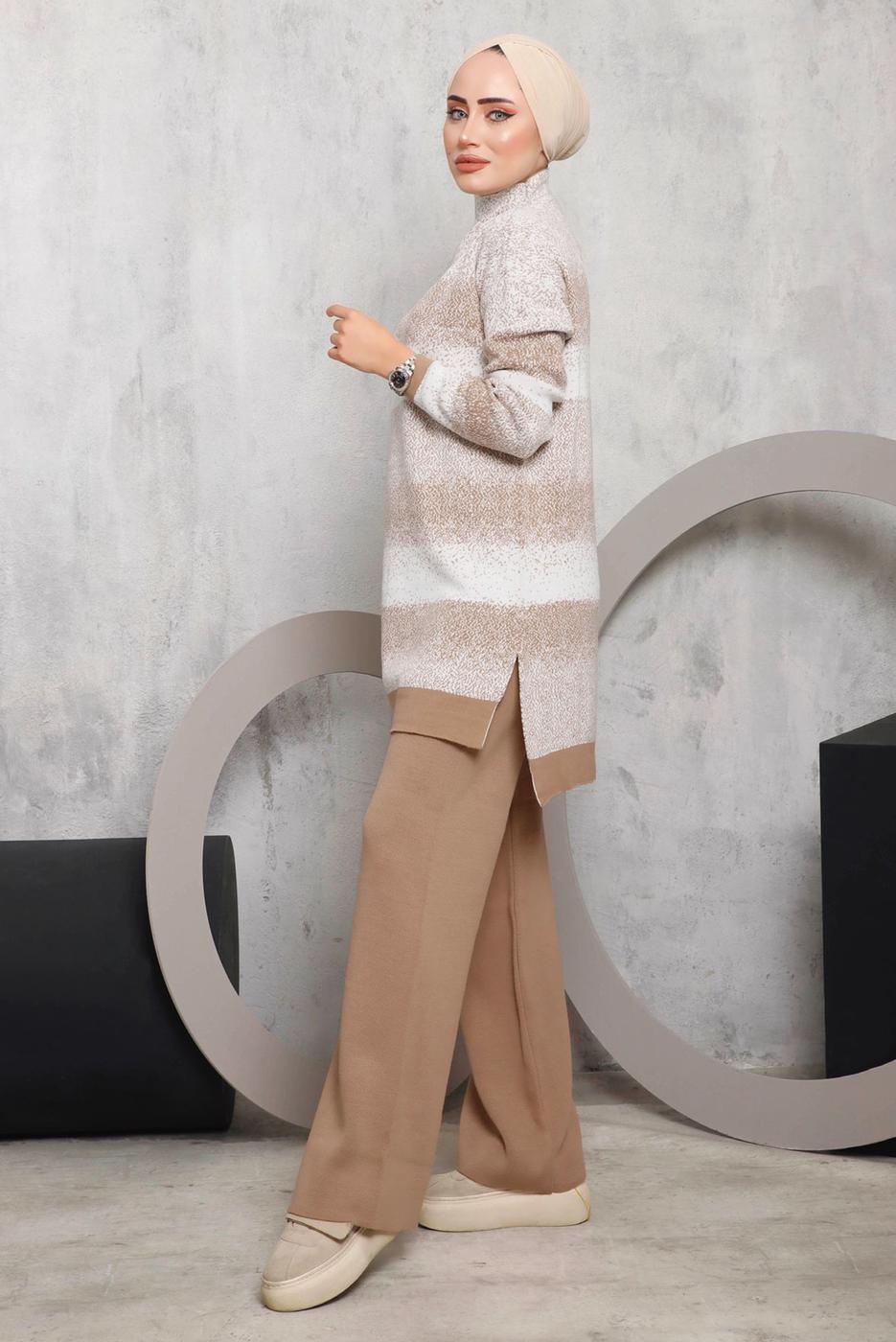 Vêtements hijab TABA ENSEMBLE PANTALON EN MAILLE À MOTIFS 4292