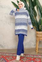 Tesettür giyim LACİVERT DESENLİ PANTOLONLU TRİKO TAKIM 4292