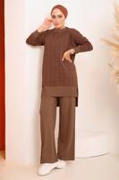 Vêtements hijab BRUN ENSEMBLE PANTALON EN MAILLE À MOTIFS 4592