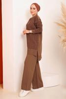 Vêtements hijab BRUN ENSEMBLE PANTALON EN MAILLE À MOTIFS 4592