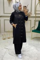 Tesettür giyim SİYAH RİBANALI KOLEJ PANT. EŞOFMAN TAKIM 4850 