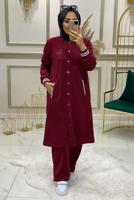 Tesettür giyim BORDO RİBANALI KOLEJ PANT. EŞOFMAN TAKIM 4850 