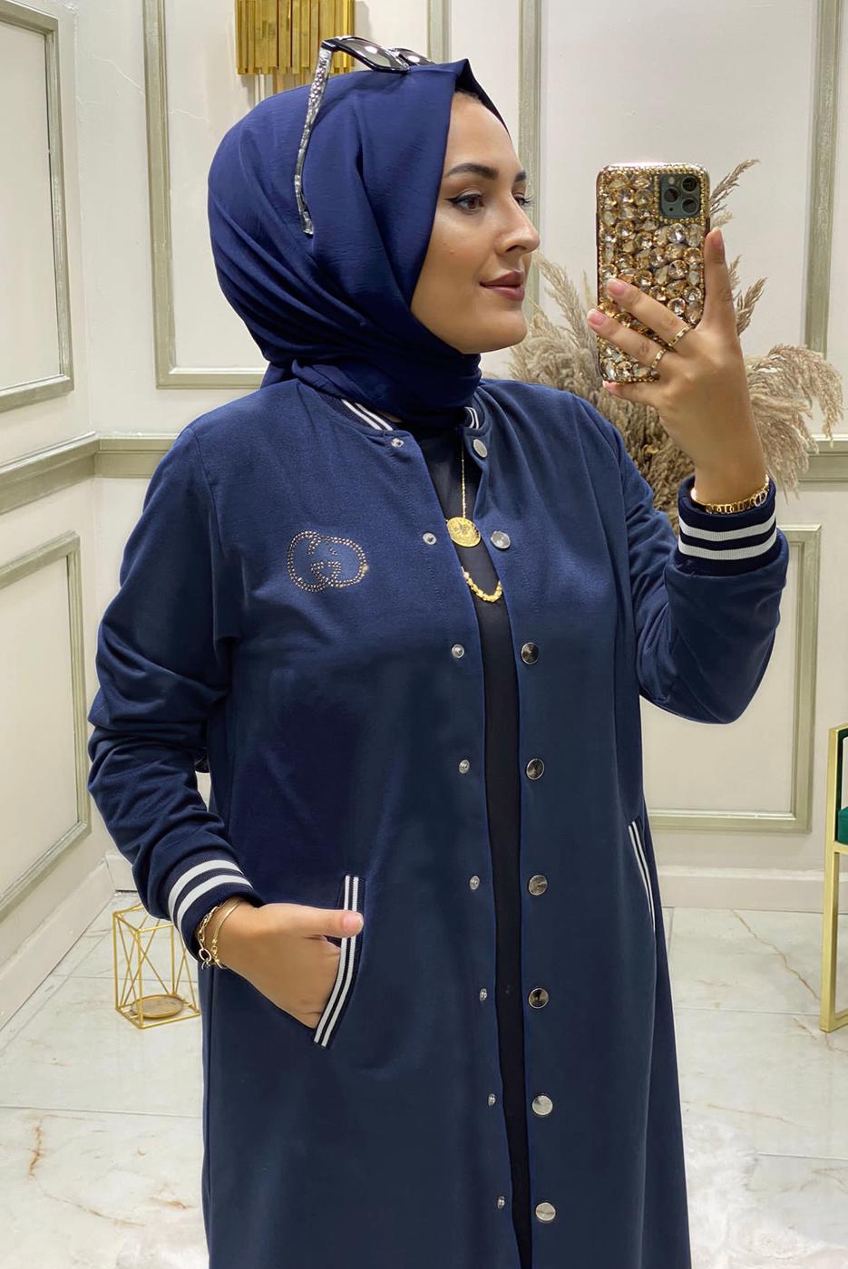 Tesettür giyim LACİVERT RİBANALI KOLEJ PANT. EŞOFMAN TAKIM 4850 