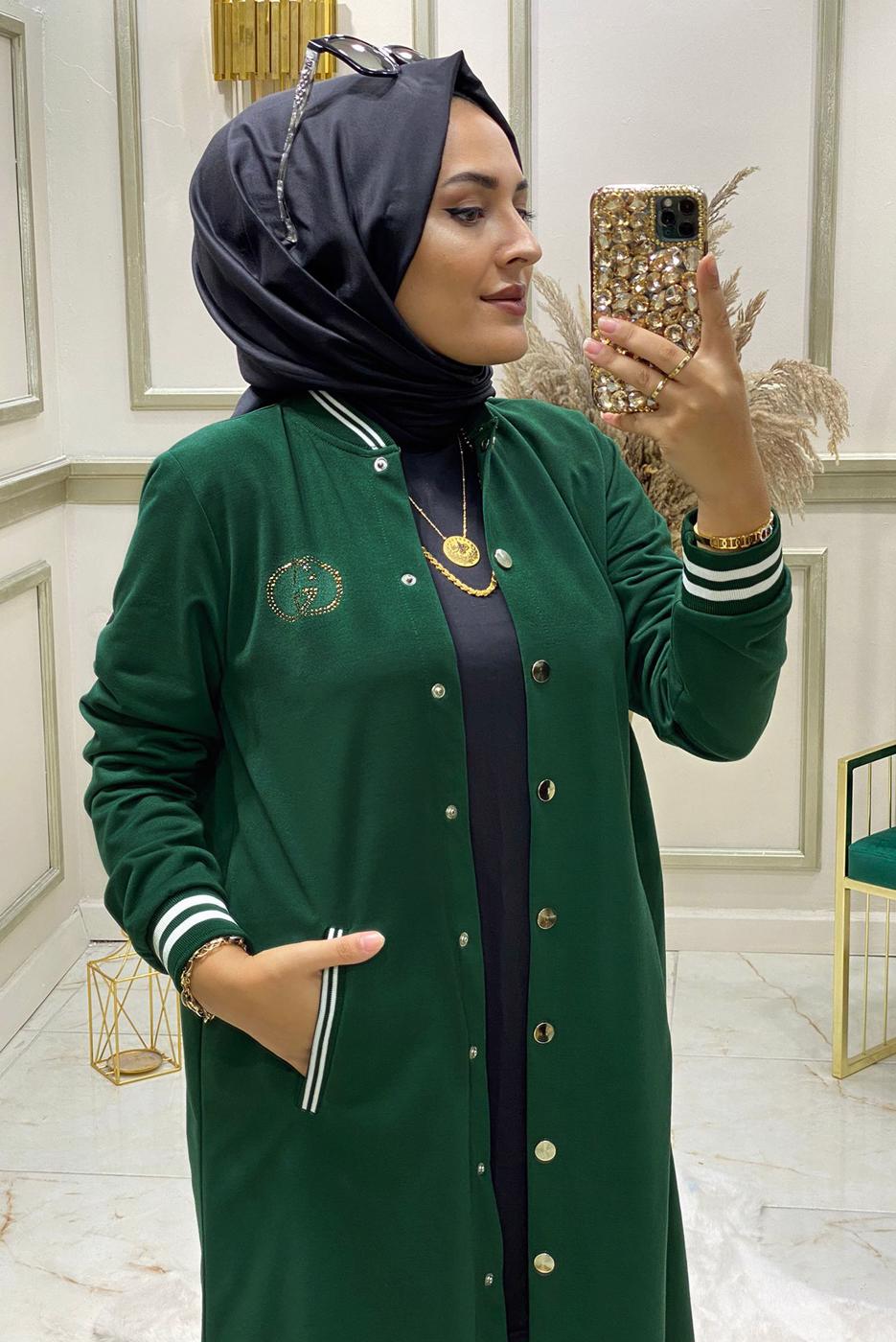 Tesettür giyim YEŞİL RİBANALI KOLEJ PANT. EŞOFMAN TAKIM 4850 