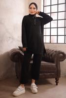 Tesettür giyim SİYAH FERMUARLI İKİLİ PANTOLON TAKIMI T 51921