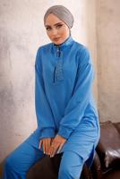 Tesettür giyim MAVİ FERMUARLI İKİLİ PANTOLON TAKIMI T 51921