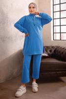 Tesettür giyim MAVİ FERMUARLI İKİLİ PANTOLON TAKIMI T 51921