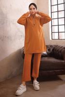 Tesettür giyim TURUNCU FERMUARLI İKİLİ PANTOLON TAKIMI T 51921