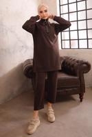 Tesettür giyim KAHVE FERMUARLI İKİLİ PANTOLON TAKIMI T 51921