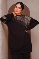 Tesettür giyim ALTIN LEOPAR DESENLİ PANTOLONLU TAKIM 5372 