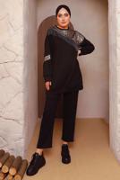 Tesettür giyim ALTIN LEOPAR DESENLİ PANTOLONLU TAKIM 5372 